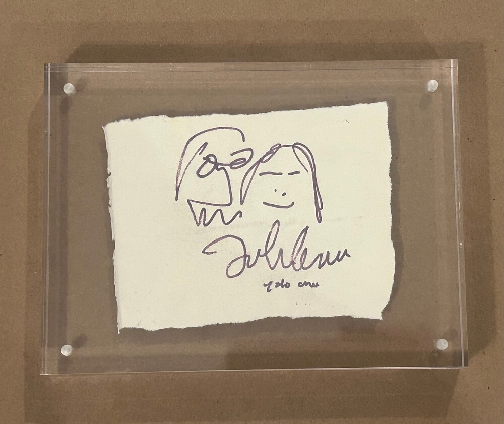 John & Yoko Ono Lennon - Signed Hand-Drawn Self Portrait
